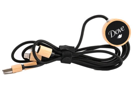 Bamboo 5-in-1 Charging Cable with Light-Up Logo