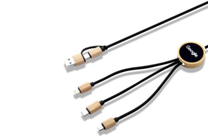 Bamboo 5-in-1 Charging Cable with Light-Up Logo