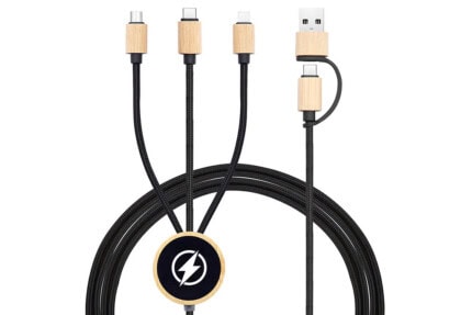 Bamboo 5-in-1 Charging Cable with Light-Up Logo
