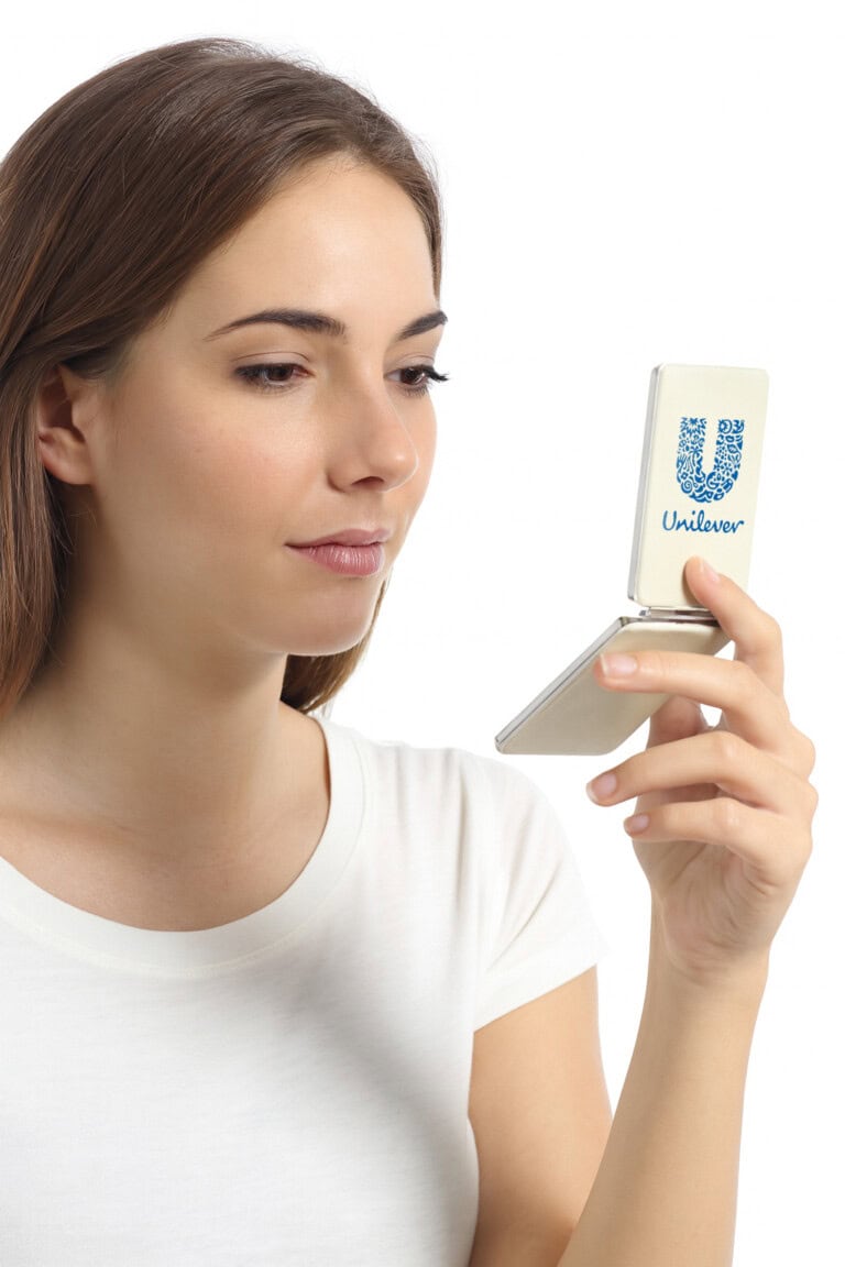 Rectangular Faux Leather Compact Mirror